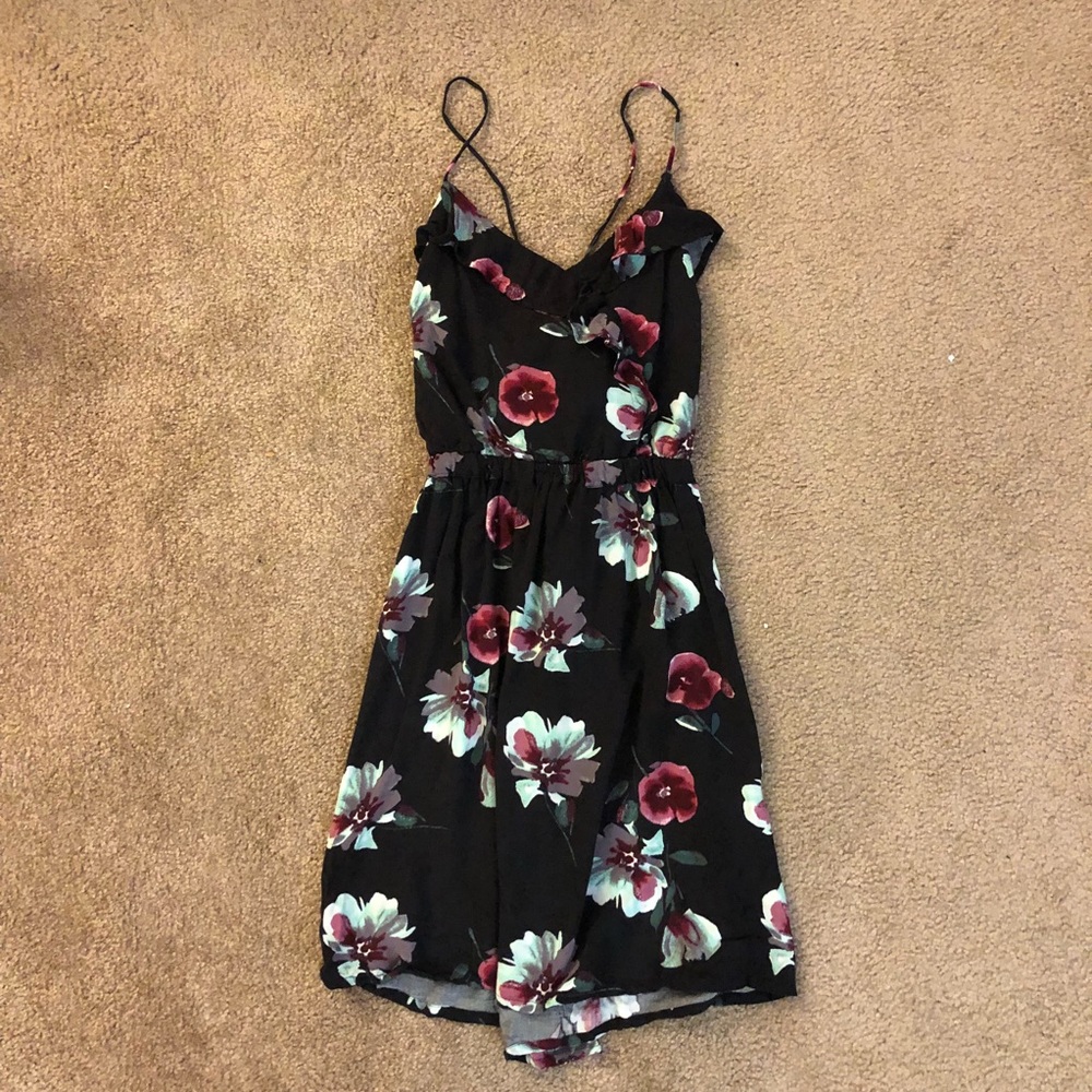 Black floral dress in medium with cross straps